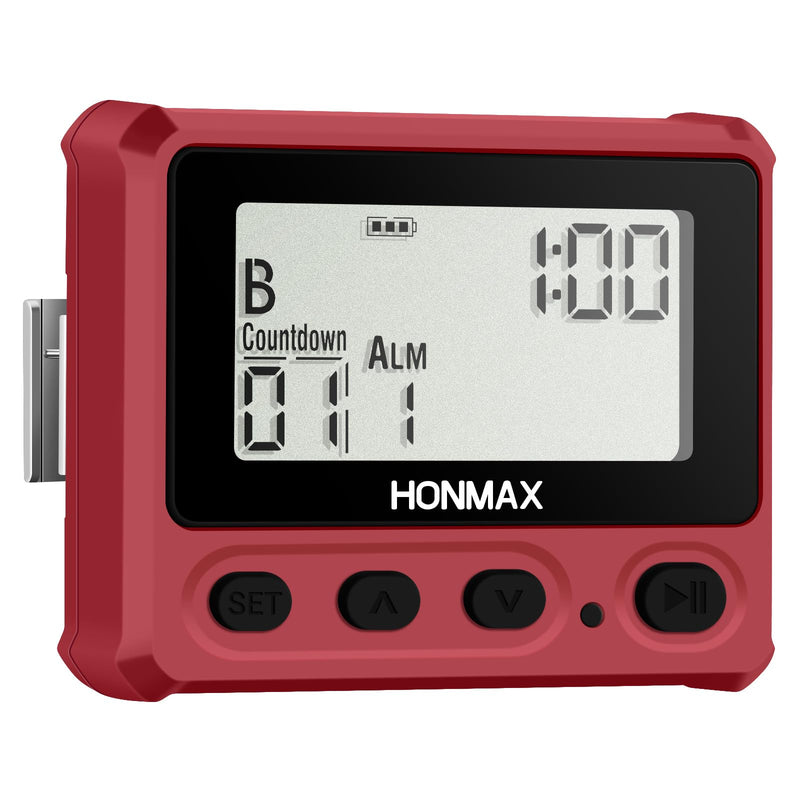 Digital Interval Timer, Stopwatch with Backlight, USB-C Rechargeable Clock, Red - BeesActive Australia