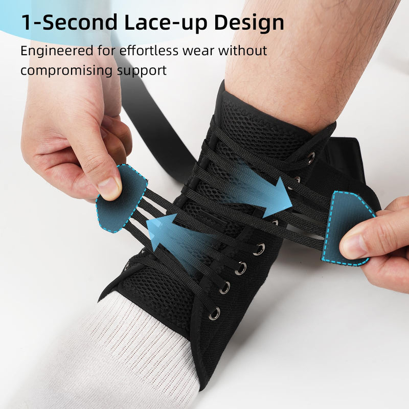 2 Pack Quick Lace Up Ankle Brace for Women & Men,Slim Fit Ankle Support Brace with Side Stabilizing Pads,Adjustable & Breathable Ankle Support for Basketball Volleyball Sports, M - BeesActive Australia