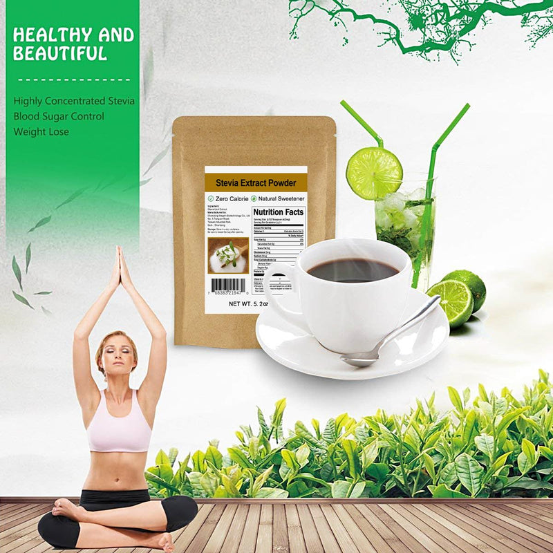 Pure Stevia Extract Powder without Erythritol 5.2oz(148g) - Highly Concentrated Stevia Powder Sweetener, Zero Calorie, No Artificial, Natural Sugar Alternative Pure 5.2 Ounce (Pack of 1) - BeesActive Australia