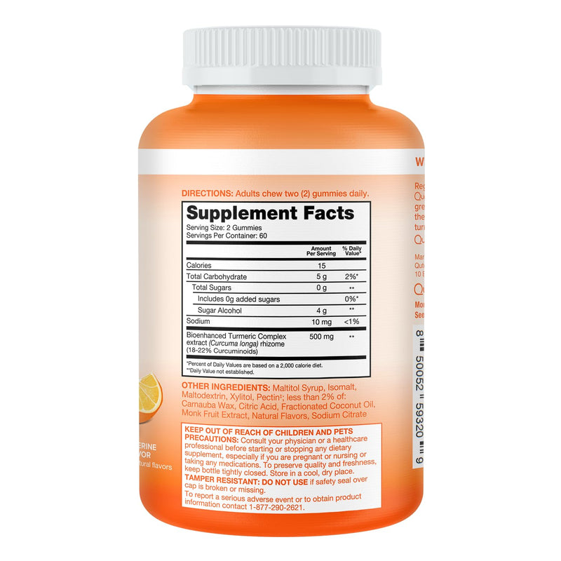 Qunol Zero Sugar Turmeric Gummies, Gummy with 500mg Turmeric Curcumin, Joint Support Supplement, Ultra High Absorption Tumeric Curcumin, Vegetarian, Gluten Free, 120 Count 120 Count (Pack of 1) - BeesActive Australia