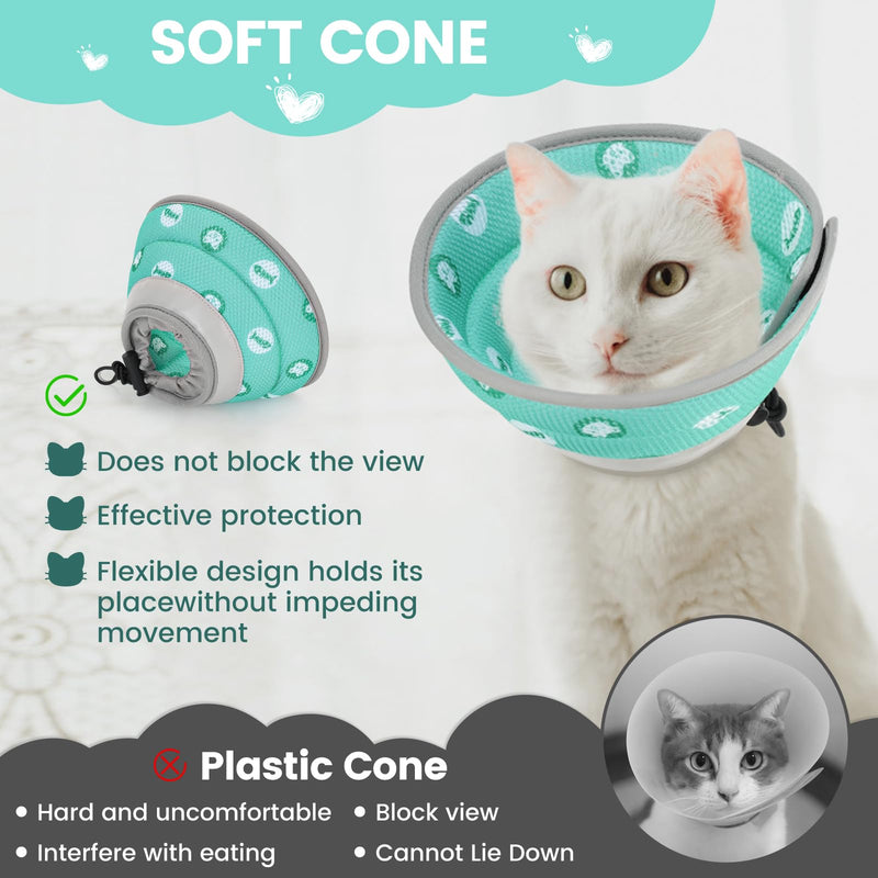 HAPPY HACHI Cat Neck Brace, Soft Adjustable Neck Brace for Cats Cat Collar After Operations and Injuries, Prevents Licking Wounds Cat Collar (Green, M) Green - BeesActive Australia