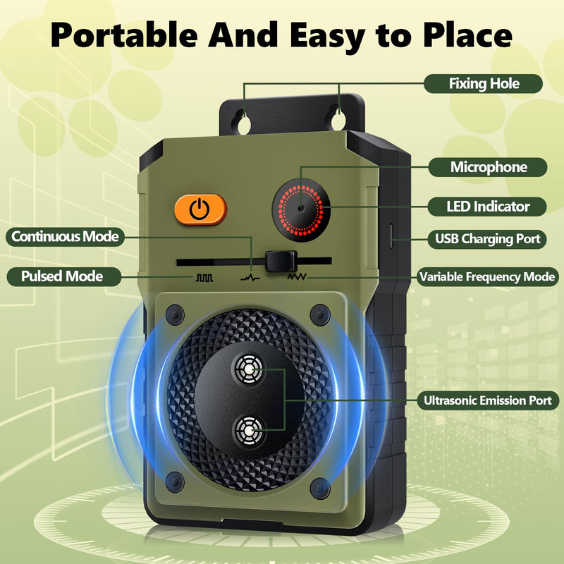 WubbaNub Anti Barking Devices, Auto Barking Control Devices with 3 Modes, Ultrasonic Dog Bark Box Barking Deterrent Devices, 50Ft Effective Rechargeable Ultrasonic Dog Control Devices 1pcs Green