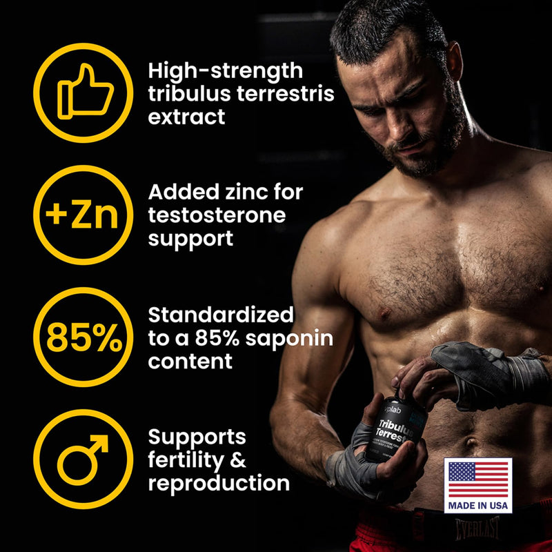 VPLab Ultra Men's Tribulus Terrestris - Daily Multivitamin Supplement for Men with Tribulus Terrestris Extract and Zinc - Supports Levels & Immune System, 90 Capsules - BeesActive Australia
