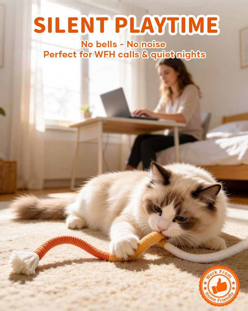 Cat Chew Rope & Kitten Teething Toys – 3 Pack (27 Inch) | Safe Cotton Cat Chew Toy [No Small Parts] | Redirects Biting from Wires | Quiet Cat Teething Toy for Dental Health