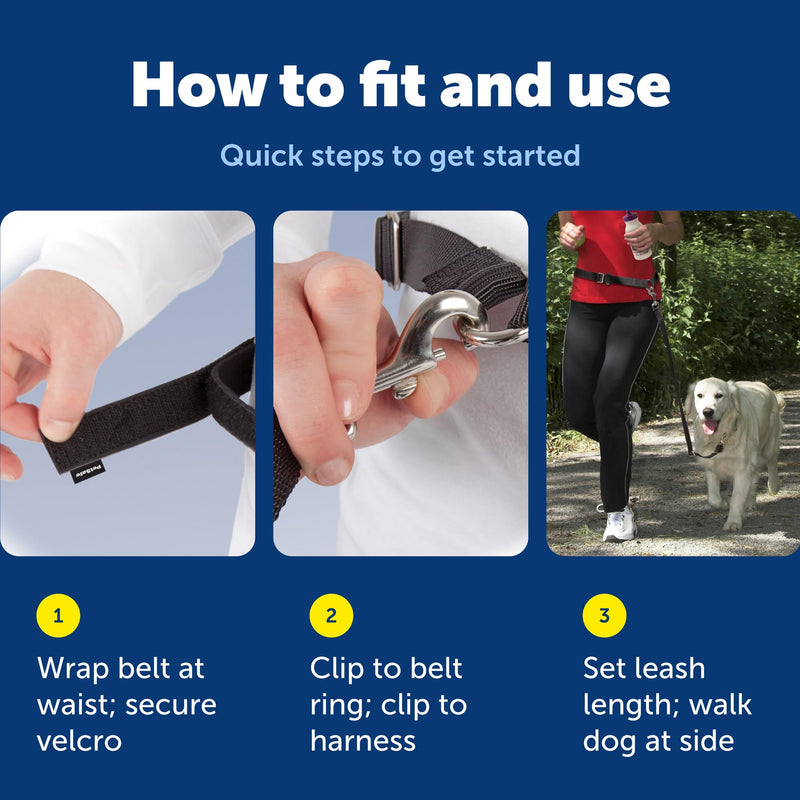 PetSafe Hands Free Adjustable Dog Leash - Great for Running, Jogging, Walking and Hiking - Wear Around the Waist - Black