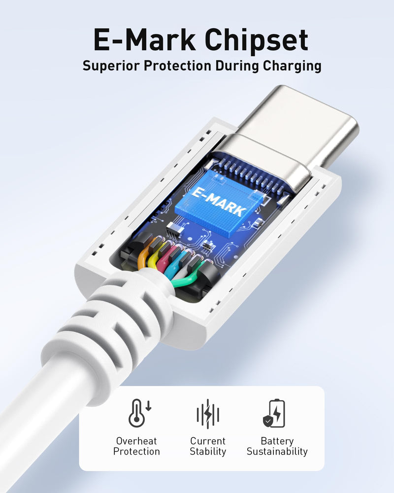 Cable Matters [USB-IF Certified] 240W USB C Cable 3.3 ft in White for MacBook Pro, iPad Pro, iPhone 15 Pro, Apple Vision Pro (140W USB C Charger Cable, USB C Charging Cable, USB 2.0, No Video) - BeesActive Australia