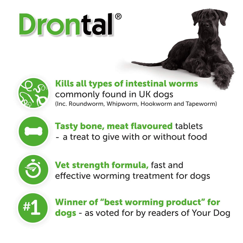 Drontal Tasty Bone Wormer Tablets for Small and Medium Dogs (2 to 20kg) x 2 Tablets