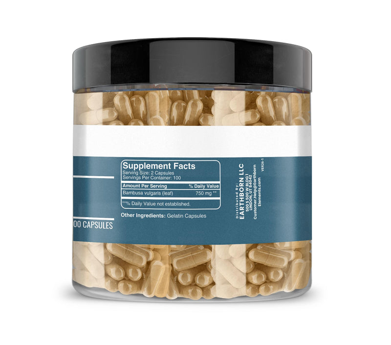 Earthborn Elements Bamboo 200 Capsules, Pure & Undiluted, No Additives 200 Count (Pack of 1)