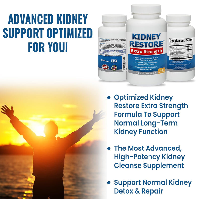 Kidney Cleanse Detox & Repair - Created by Kidney Health Expert Living w/Transplant - US Made Kidneys Support Supplement for Detox, Flush Renal Vitamins & Renal Restoration 90 Capsules 90 Count (Pack of 1)