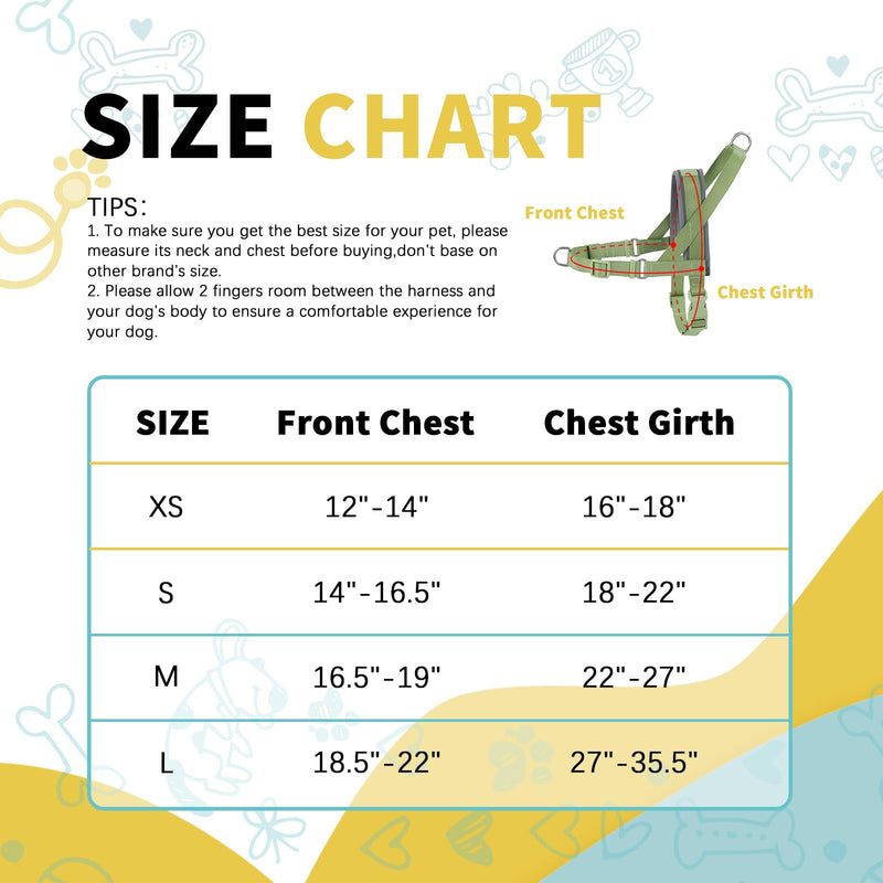 Wisedog No Pull Dog Harness Small Medium Sized Dog, Adjustable Webbing Dog Halter Harness for Large Dogs, with Soft Padded, Reflective (Sage Green, S|Neck=14"-16.5"/Chest=18"-22") S|Neck=14"-16.5"/Chest=18"-22" Sage Green - BeesActive Australia