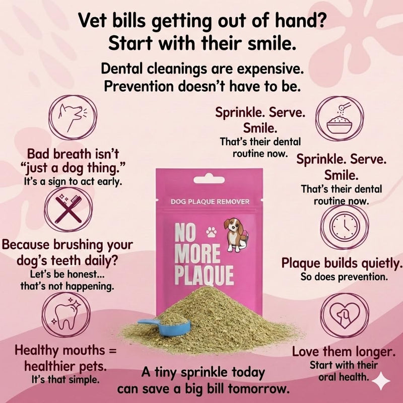 Dog Dental Powder for Teeth Cleaning & Plaque Removal – Fresh Breath Support, Natural Seaweed Formula – No Brushing Dog Tooth Powder – 2 x 100g 200g