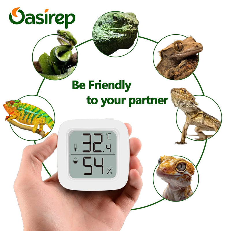 2-Pack Reptile Thermometer and Hygrometer – LCD Digital Temp & Humidity Monitor for Bearded Dragon, Gecko, Snake Tanks, Incubation Boxes, Indoor Pet Habitats White - 2 Pack