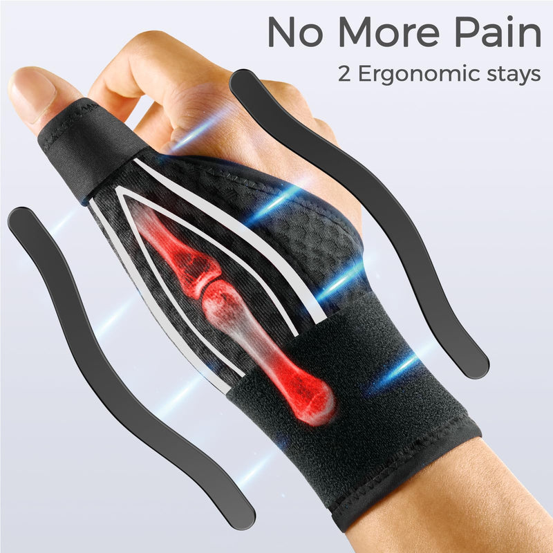 FREETOO Stable Thumb Brace for Arthritis Pain and Support, Thumb Spica Splint Right Hand Left Hand for Trigger finger, Wrist Brace with Thumb Support for Tendonitis,Sprain,carpal tunnel,White Right S S-Right Hand White / Black