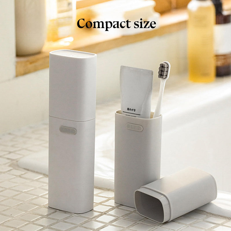 Compact Small White Travel Toothbrush Holder Case with Ventilation Hole, Portable Travel Toothbrush Cup with Cover, Storage Container for School Camping Business Trip Bathroom Simple White - BeesActive Australia