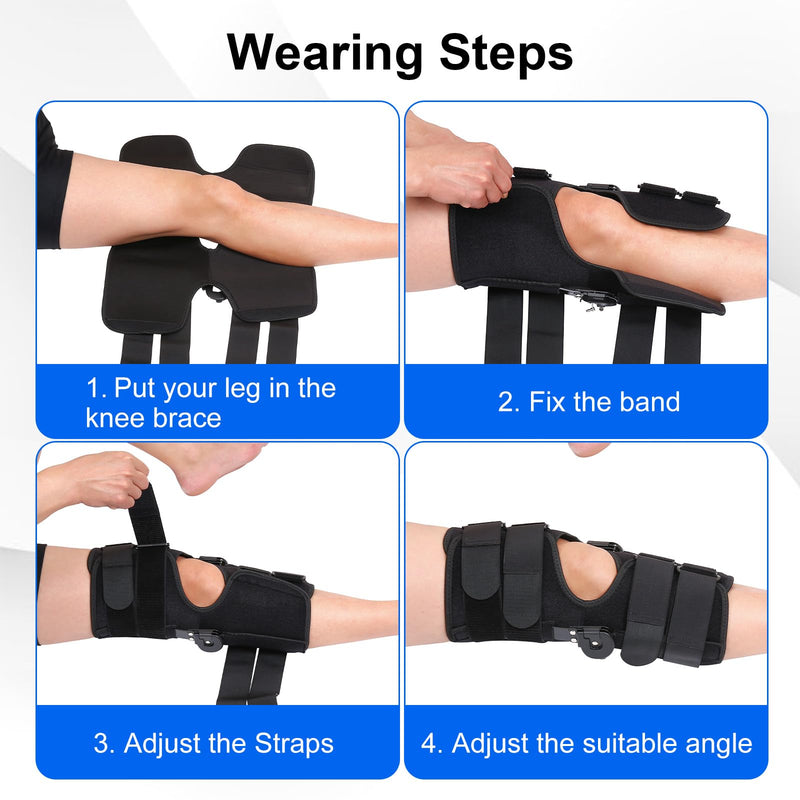 Hinged ROM Knee Brace with Side Stabilizers, Post Op Knee Immobilizer for Arthritis, ACL, MCL, PCL, Meniscus Tear, Medical Orthopedic Support After Surgery (Upgraded Version, Medium) Upgraded Version