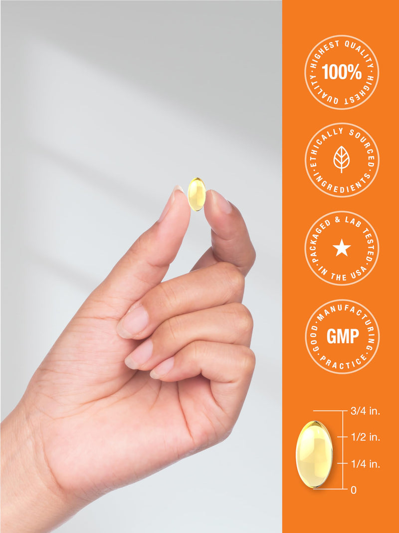 Horbäach Vitamin D3 10000 IU | 500 Softgels | 250mcg | Non-GMO, Gluten Free Supplement | Value Size | High Potency Formula