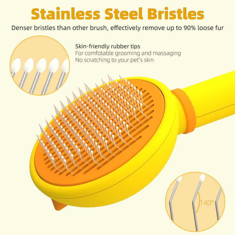 Cat Brush for Shedding, Self-Cleaning Slicker Brush for Indoor Cats, Gently Remove Loose Fur Undercoat, Pet Grooming Massage Deshedding Tool, Suits Long & Short Haried Cats - BeesActive Australia