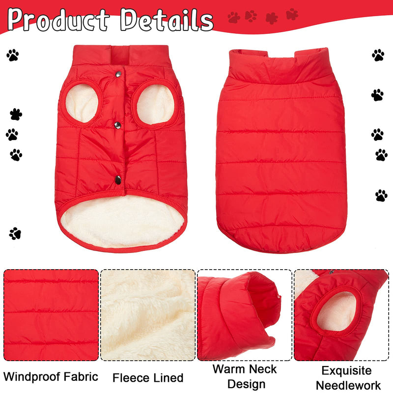 2 Pieces Pet Dog Jacket 2 Layers Fleece Lined Dog Jacket Warm Soft Windproof Small Dog Coat for Winter Cold Weather(Navy, Red, Medium) red and blue