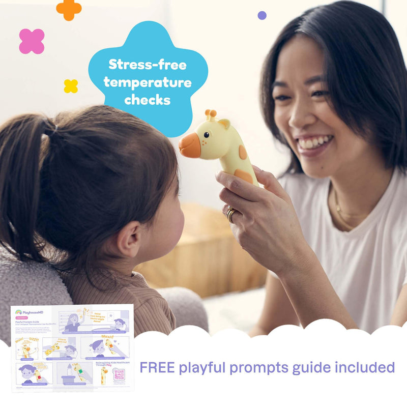 Baby Thermometer for Kids & Infants – Digital Infrared No-Touch Forehead & Ear Thermometer, 3-in-1 Contactless Thermometer with Fever Indicator, Fever Buddy Giraffe