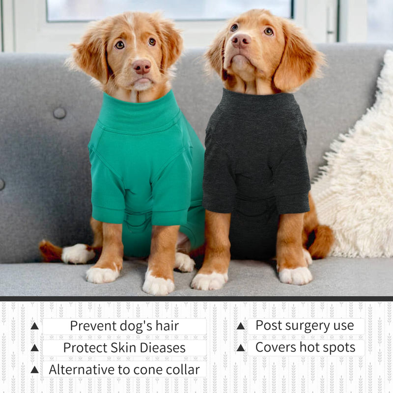 Kuoser dog bodysuit after surgery, dog pajamas, dog pajamas for medium dogs, dog bodysuit after castration, surgery body dog, dog surgery bodysuit with leg dark gray M grey - BeesActive Australia