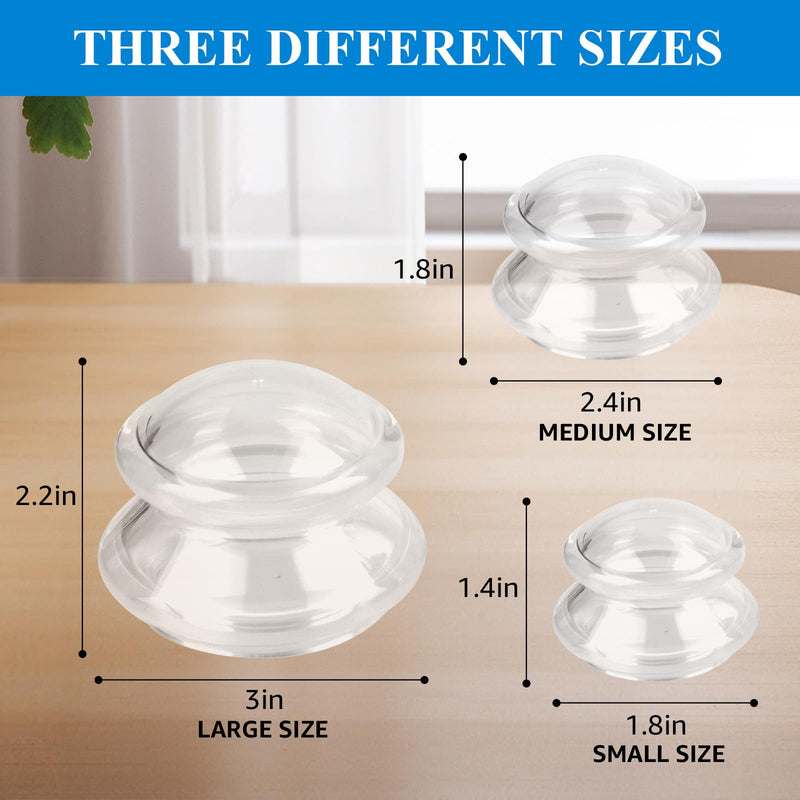 Silicone Cupping Therapy Sets, Cupping Kit for Massage Therapy,Anti Cellulite Cup, for Cellulite Reduction Joint Pain Muscle Pain Transparent White - BeesActive Australia