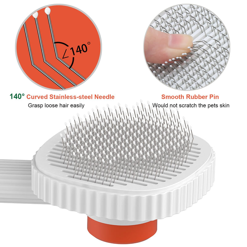 ACE2ACE Self-Cleaning Slicker Brush for Shedding, Long and Short Haired Indoor Cats - Removes Mats and Loose Hair Easily White - BeesActive Australia