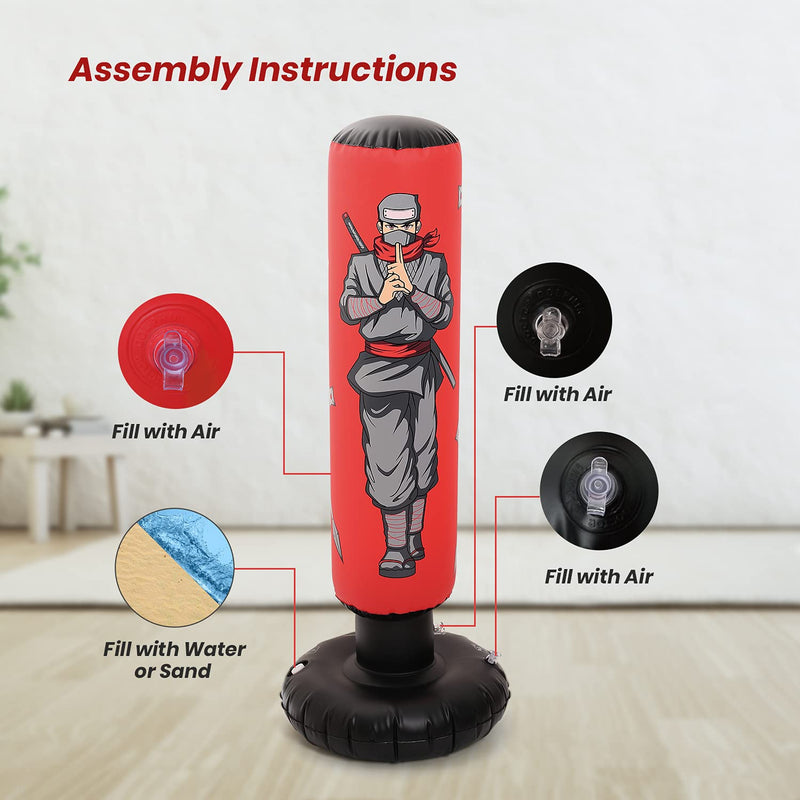 47" Kids Punching Bag with Boxing Gloves – Inflatable Boxing Bag for Boys & Girls, Standing Training Toy for Fitness & Stress Relief - BeesActive Australia