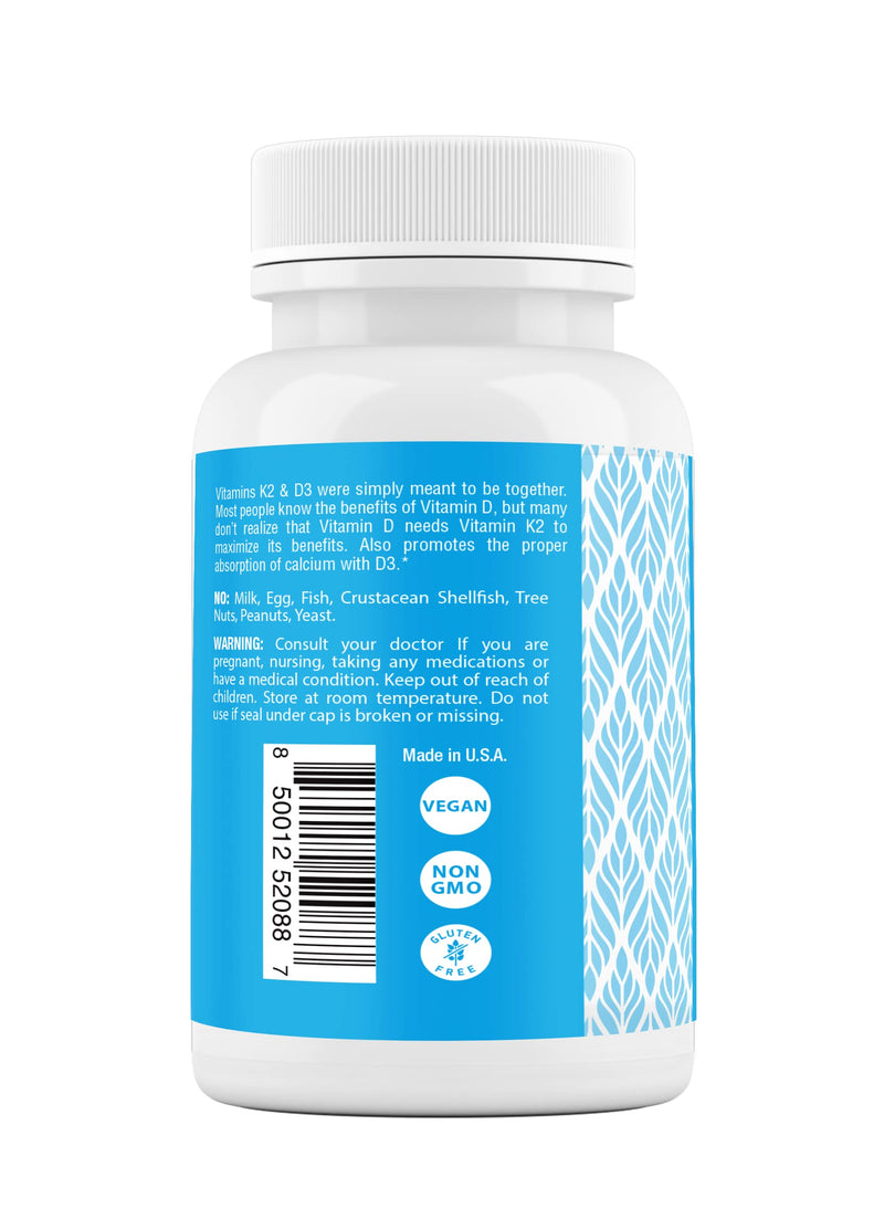 Safrel Vitamin K2 (MK7) 120 MCG and D3 5000 IU Supplement per Capsule, Supports Calcium Absorption for Bone, Immune and Heart Health, Easy to Swallow K2 and D3, Non-GMO, 120 Count