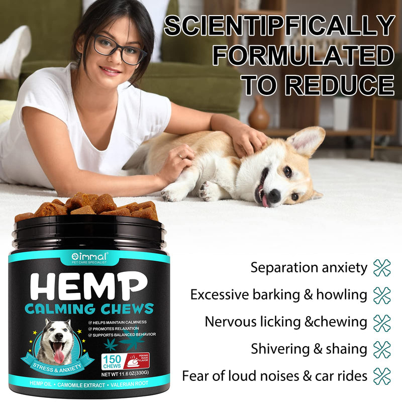Uocasi Calming Chews for Dogs, Purest Hemp Calming Dog Treats Chews, Help Promote Relaxation, Reduce Stress, Storm Anxiety, Natural Healthy Tasty Pet Soft Chews - Peking Duck Flavor(330g, 150counts) duck roast