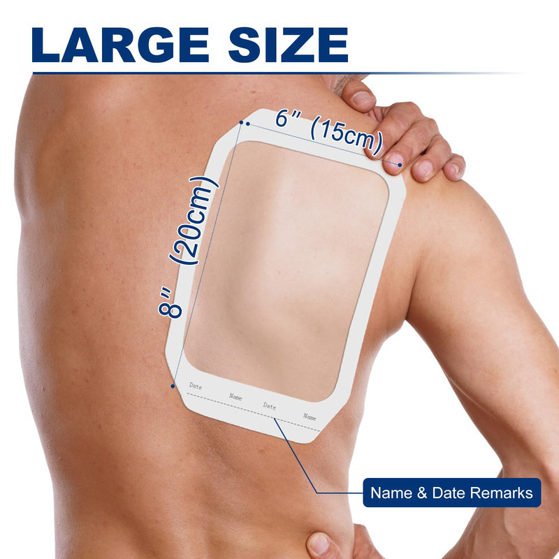 Transparent Film Dressing 6'' x 8'', 20 Packs Waterproof Wound Bandage Adhesive Patches, Wound Cover Patches for Post Surgical Shower, IV Shield, Tattoo Aftercare Bandage 6"x 8"(20 PCS) - BeesActive Australia