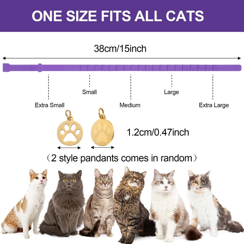 4 Pcs Calming Cats Collar Adjustable Cat Calm Collar Lavender Scent Relaxing Cat Collar with 2 Pendant for Puppies Cats Reduce Stress Aggression Anxious, up to 15 Inches (Purple, Gold) Purple, Gold - BeesActive Australia