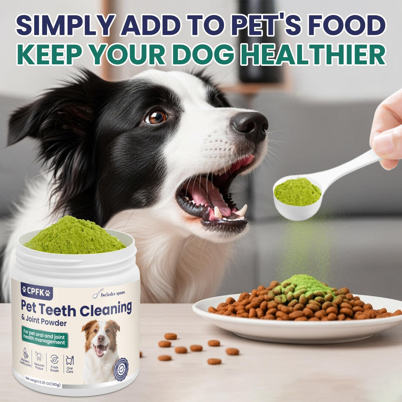 Dental Cleaning Joint Powder for Dogs - 6.35OZ Dog Dental Cleaning Powder with Probiotics to Lighten Bad Breath and Control Plaque Tartar Supports Dog Dental Care and Joint Health 6.35 Ounce