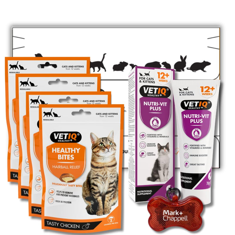 VETIQ Cat & Kitten Wellness Pack – Hairball & Nutrition support, Hairball Relief Bites & Nutri-Vit Plus Paste – High-Calorie Vitamin Supplement & Hairball Treats – Premium Cat Care Gift Set Cat Gift Set