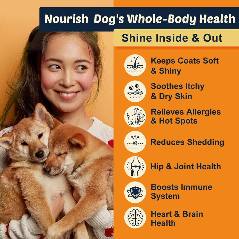 Omega 3 Fish Oil for Dogs, Salmon Oil for Dogs with EPA & DHA for Skin & Coat Health, Itch & Allergy Relief, Dog Shedding, Hot Spots Treatment, Joint Support, with Astaxanthin & Vitamin E 120