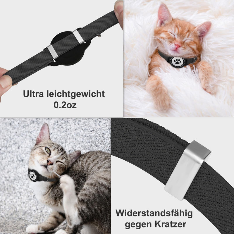Airtag Cat Collar, Stretchy Kitten Collar with Apple Air Tag Holder, Lightweight and Comfortable, Ultra Elastic GPS Cat Collars for Cats, Kittens and Puppies [Black] Black - BeesActive Australia