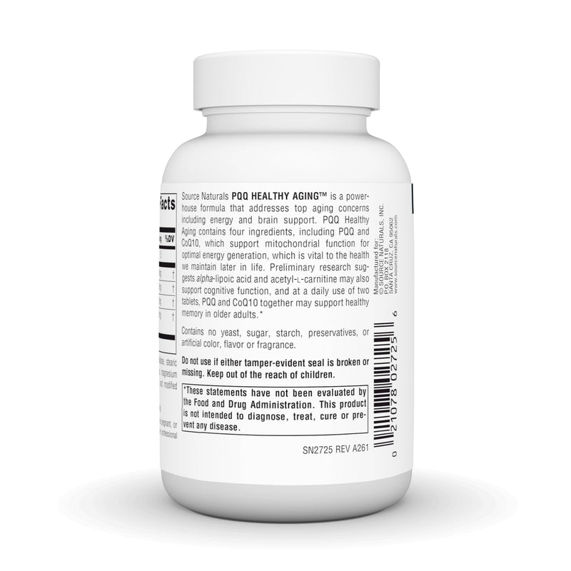 Source Naturals, PQQ Healthy Aging - 10 mg - 60 Tablets | For Mitochondrial Energy & Brain Support 1 Count (Pack of 60)
