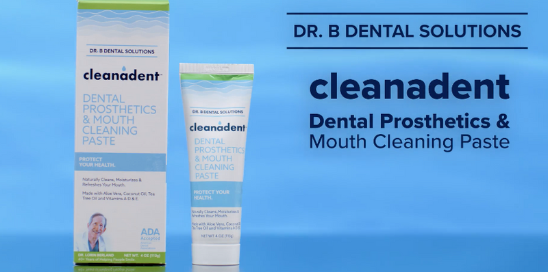 Dr. B Dental Solutions Cleanadent Denture and Gum Toothpaste, ADA Accepted All-Natural Denture Toothpaste for Adults - Removes Odors, Stains and Adhesives - 4 oz (2 Pack) 4 Fl Oz (Pack of 2)