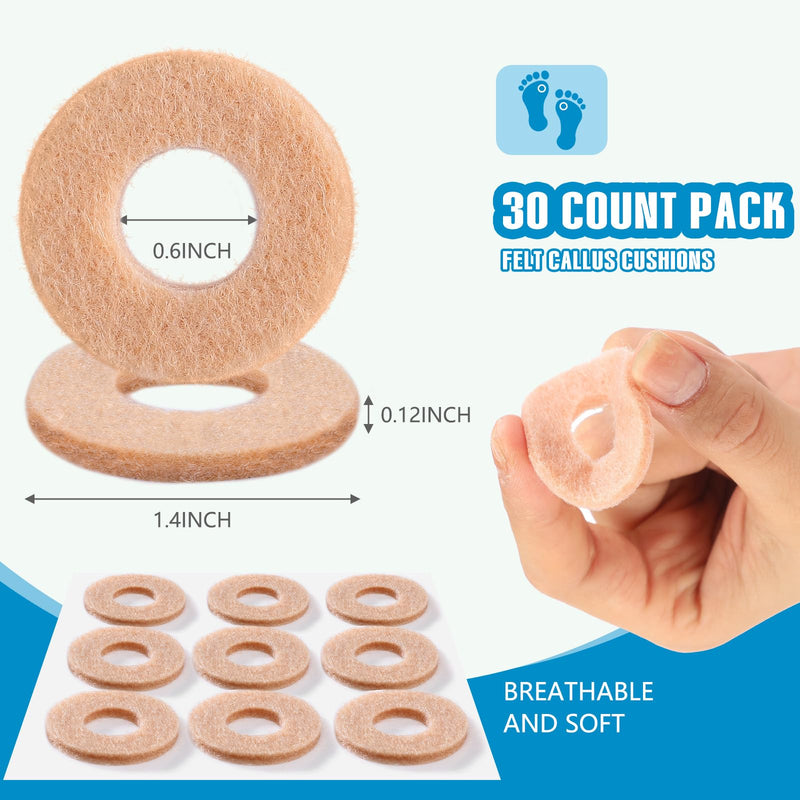 Nuanchu 90 Pcs Callus Pads for Bottom of Foot Soft Felt Callus Cushions Round Shape Corn Pads Self Adhesive Feet Corn Cushion for Men and Women Feet Toes Heel Pain Relief(Regular for Foot) Regular for Foot - BeesActive Australia