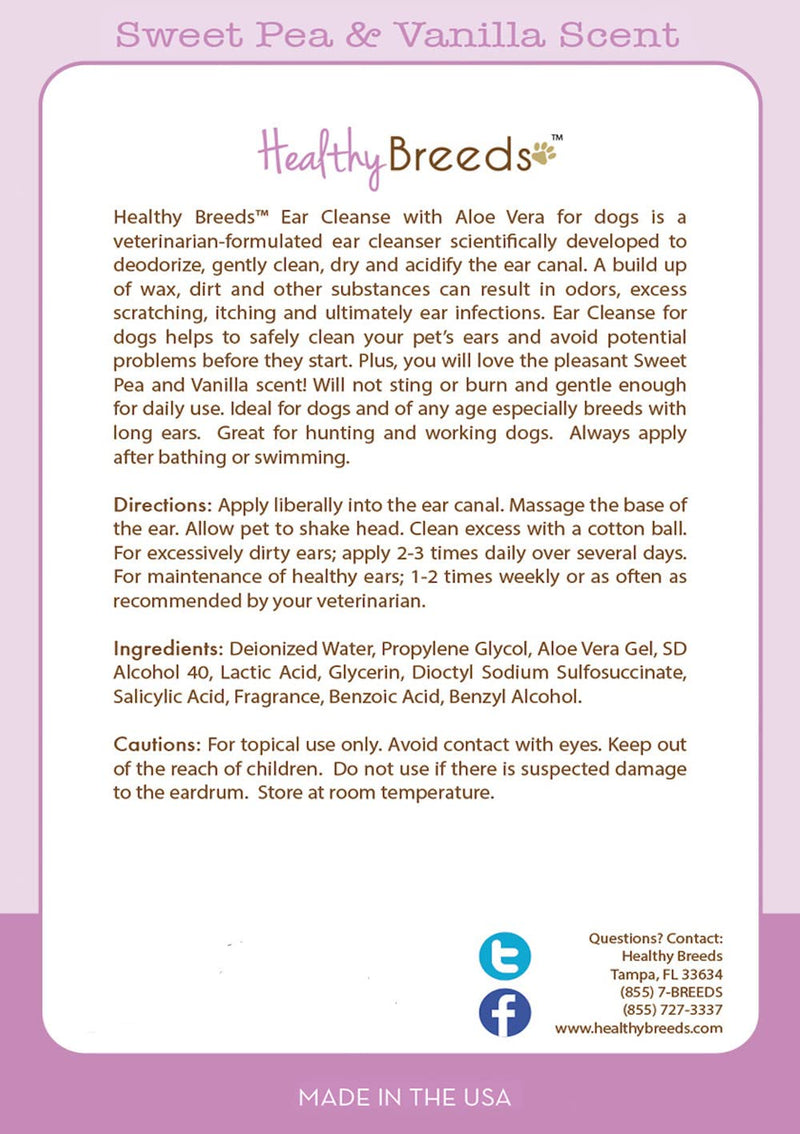 Healthy Breeds Rat Terrier Ear Cleanse with Aloe Vera Sweet Pea and Vanilla 8 oz