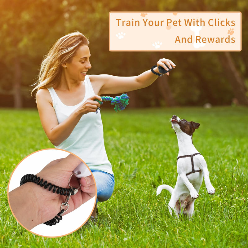 Dog Training Clicker with Finger Ring and Wrist Strap 2 Pack (Black & White) - Versatile Puppy Trainer & Pet Behavior Aid - BeesActive Australia