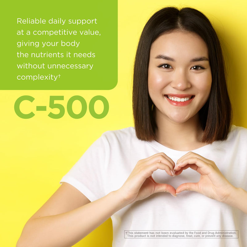 C-500, Powerful Antioxidant Protection & Immune Health, Vitamin C 500mg, 90 Veg Capsules, Daily Immunity and Wellness Support Supplement,