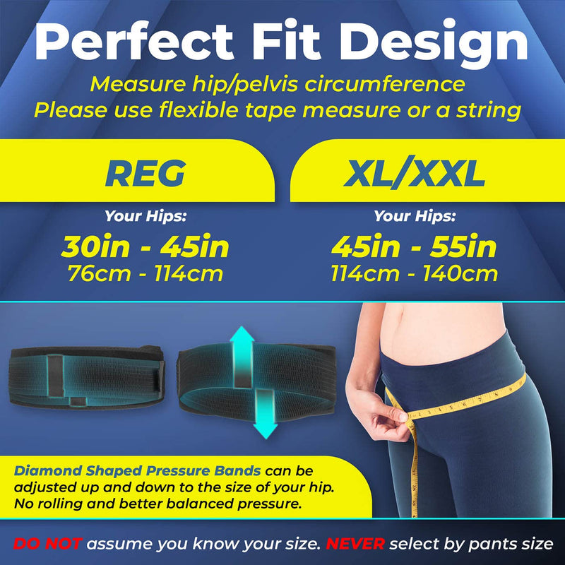 Sparthos Sacroiliac Si Hip Belt Relief from Si Joint, Sciatica, Pelvis, Lower Back Pain - Support Brace for Women and Men - for Sacral Nerve, Hip Loc Tilt Up Belts Braces (Black-REG) Black Regular (Pack of 1)