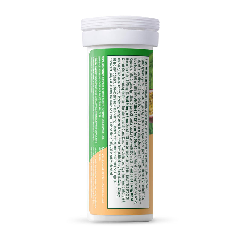 Amazing Grass Fizzy Green Energy Tablets, Caffeinated, Tropical, 60 Count | Effervescent Greens Tablet with 85mg Plant-Based Caffeine, 1 Serving of Fruits & Veggies, Vitamins B1 & B12 Energizing Tropical 10 Count (Pack of 6)