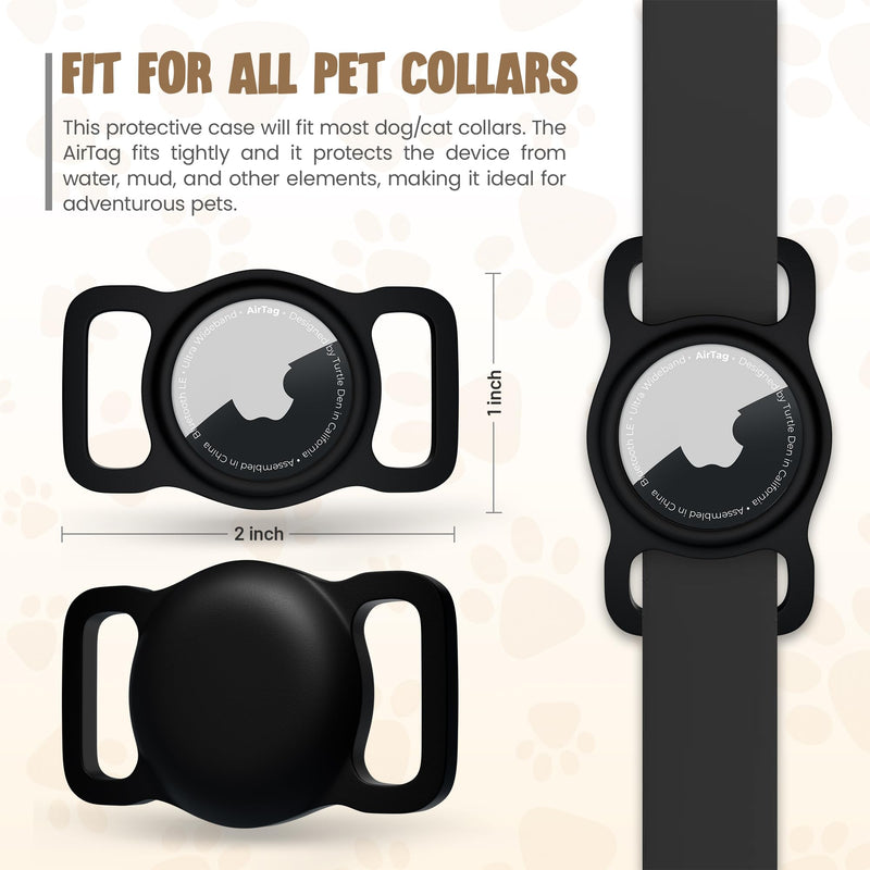 Airtag Dog Collar Holder | Waterproof Airtag Holder for Dog Collar | Pet Airtag Holder - Cat, Dog Airtag Holder | Air Tag Dog Collar Airtag Holder - 2 Pack Black - BeesActive Australia