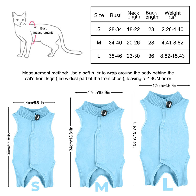 Amexo Cat Bodysuit Post-Op One-Piece for Cat Recovery Professional Recovery Suit for Cats and Dogs E-Collar Alternative Recovery Suit for Pets (Blue, M) Blue - BeesActive Australia