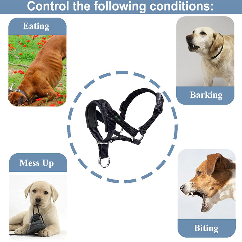 ILEPARK dog halter with padded fabric, halter collar for dogs, adjustable and pulling prevention. (L,Black) L Black - BeesActive Australia