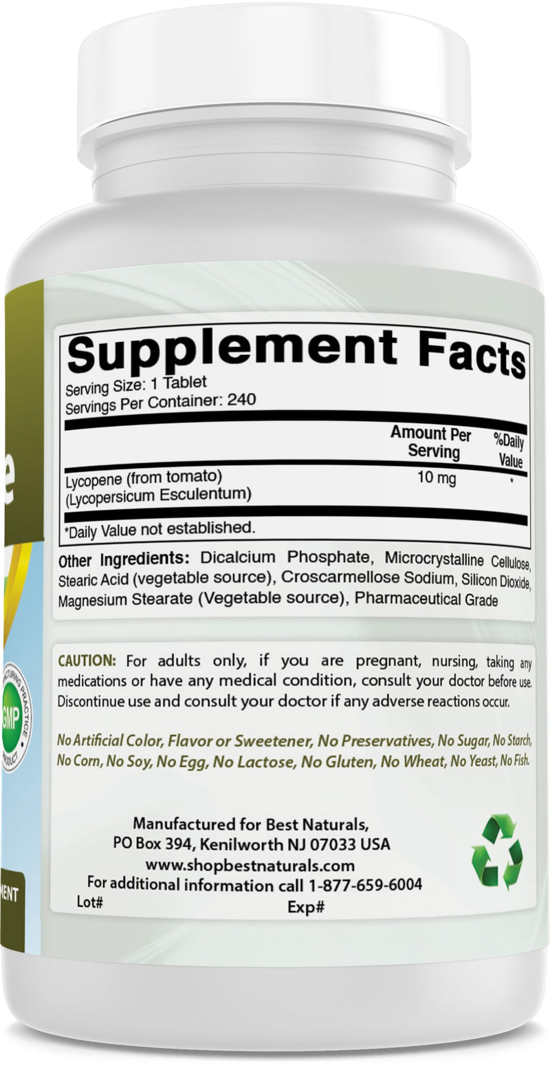 Best Naturals Lycopene Tomato Extract 10 mg 240 Tablets - BeesActive Australia