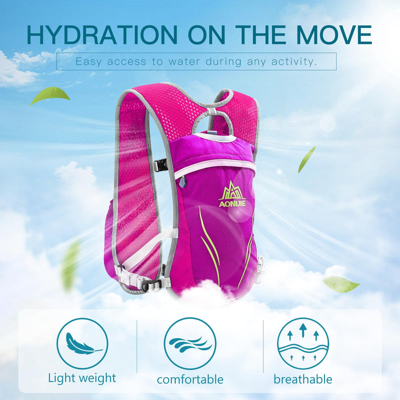 Geila Ultralight Hydration Backpack (5.5L) for Running, Trail Running, Marathon, and Cycling – Includes 2x250ml Water Bottles Rose Red 5.5L