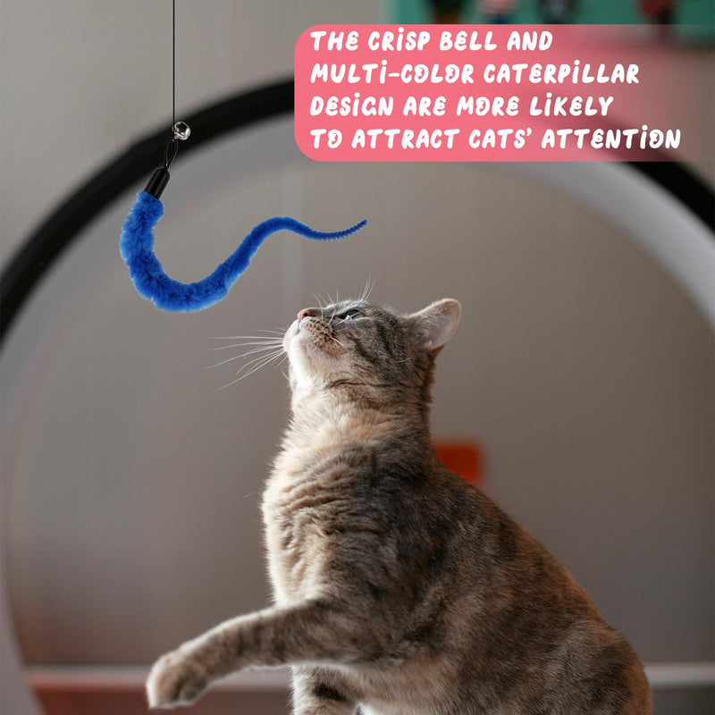 Vin Beauty 12 Pcs Cat Worm Toy Refills Cat Toys Wand Replacement Cat Wand Refills Worm Teaser with Bells Cat Wand Attachments Worm Toy Cat Accessories for Bored Indoor Cats Kitten - BeesActive Australia