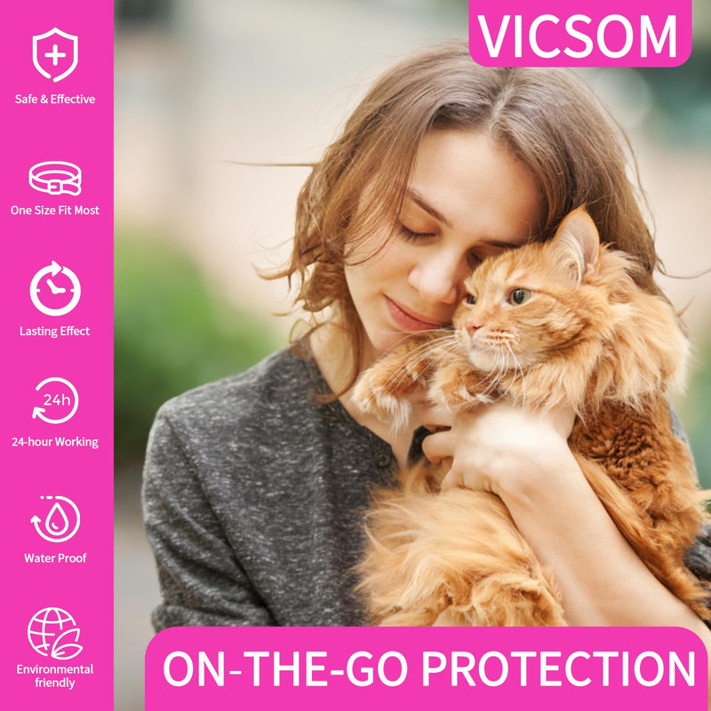 4 Pack Flea Collar for Cats, Cat Flea and Tick Collar 8 Months Cat Flea and Tick Treatment Prevention, Waterproof Adjustable Cat Kitten Flea Collar, Natural Anti Tick and Flea Collar for Cat, Pink - BeesActive Australia